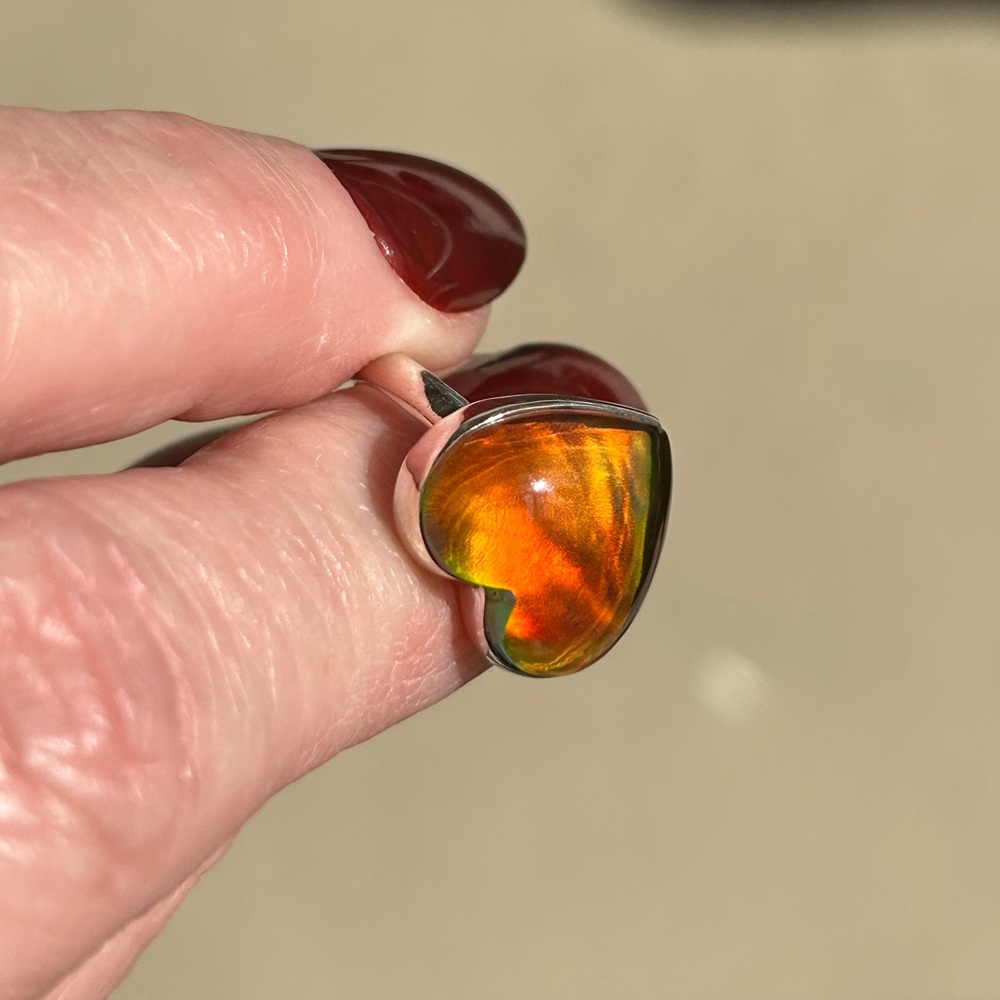 925 Sterling Silver Royal Opal Heart-Shaped Ring - Picture 9 of 15